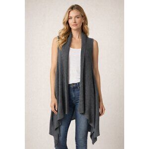Garnet Hill Tencel Wool Blend‎ Ribbed Long Drape Vest  Size M/L
